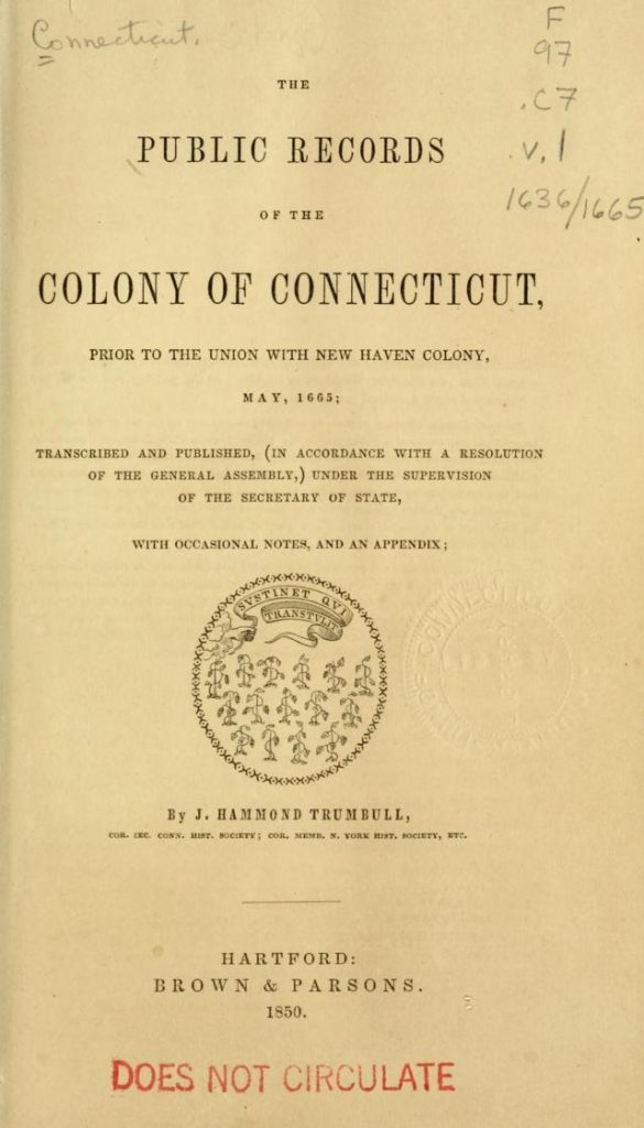 vol 1 - Public Records of the Colony of Connecticut
